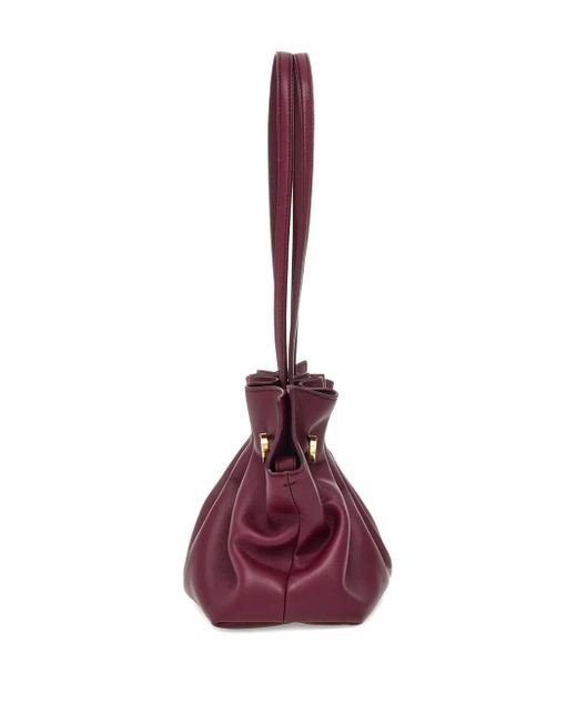 Ferragamo Purple Small Double-Gancini Gathered Shoulder Bag