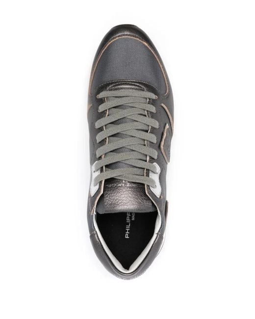 Philippe Model Gray Panelled Leather Mondial Sneakers