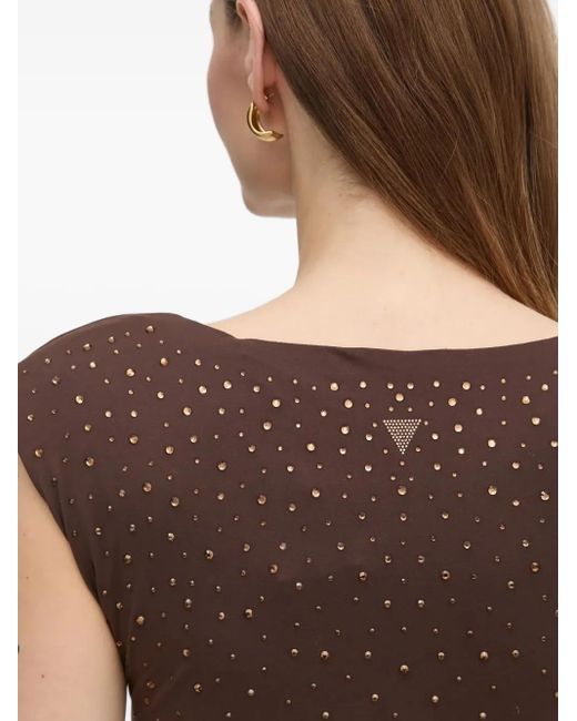 Guess Natural Rosy Hotfix Embellished Mini Dress