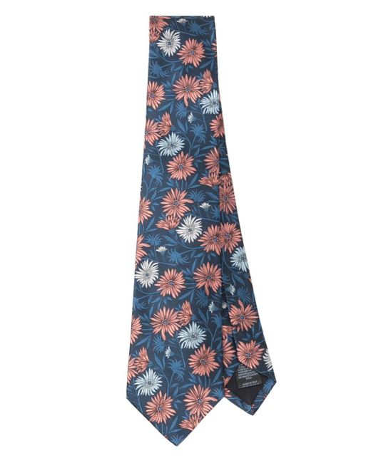 Paul Smith Blue Floral-jacquard Silk Tie for men