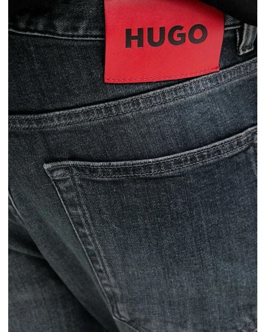 HUGO Jeans Met Leren Patch in het Blue voor heren