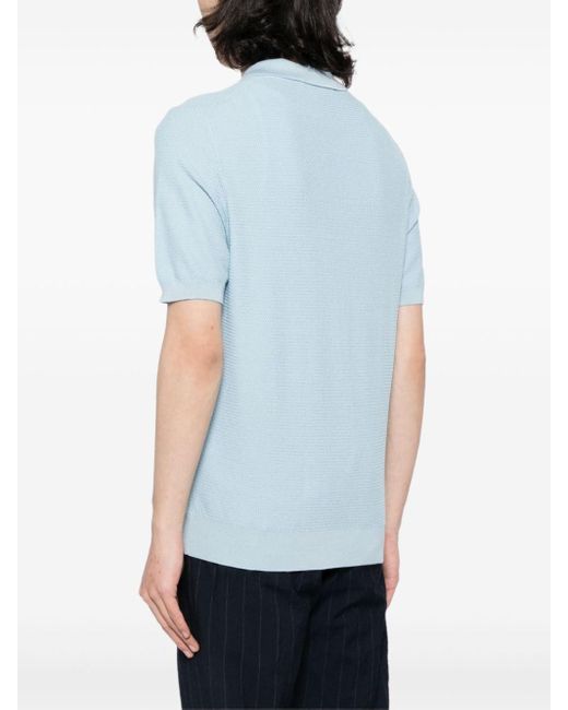メンズ Tagliatore Paco スプレッドカラー ポロシャツ Blue