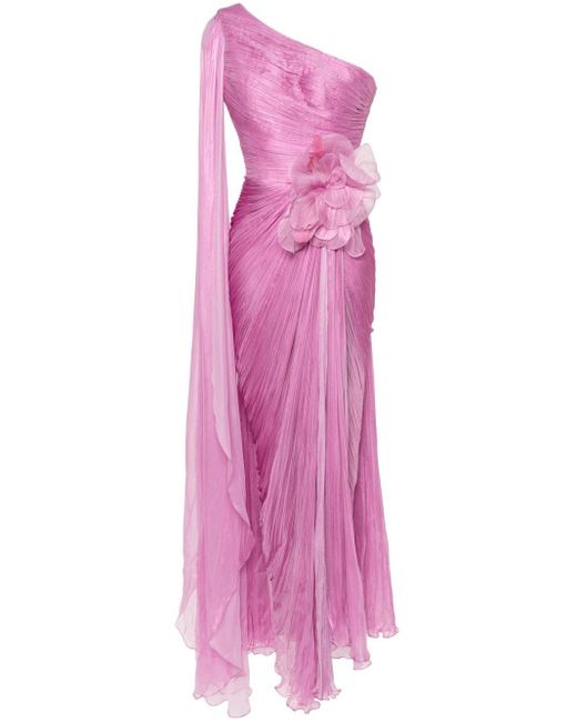 Iris Von Arnim Marleen Plissé-effect Gown Pink