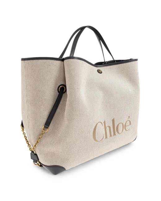 Chloé White Large Clover Tote Bag