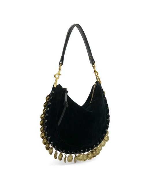 Isabel Marant Black Oskan Soft Shoulder Bag With Medallions