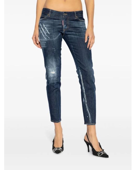 DSquared² Blue Logo-Patch Cotton Jeans