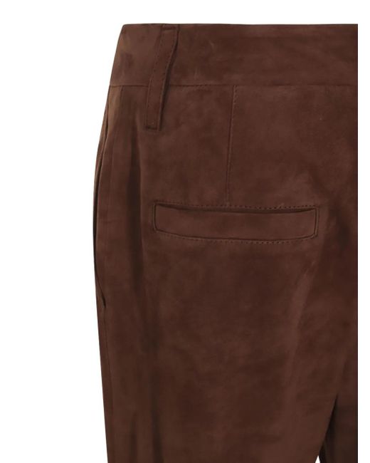 Brunello Cucinelli Suède Broek in het Brown