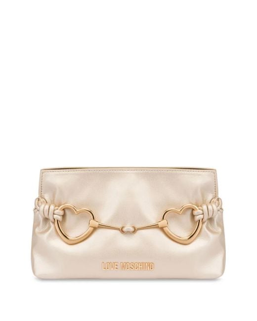 Love Moschino Natural Heart-Plaque Cross Body Bag