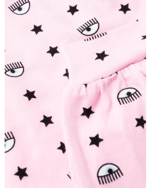 Chiara Ferragni White Eyelike-Print Pajama Set