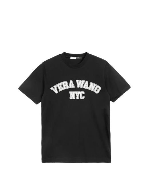 Vera Wang Black T-Shirt College À Manches Courtes En Coton
