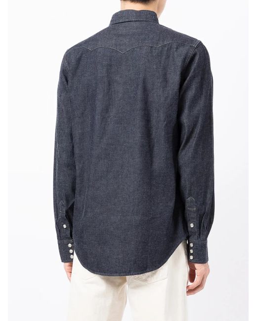 RRL Blue Long-Sleeve Denim Western Shirt for men