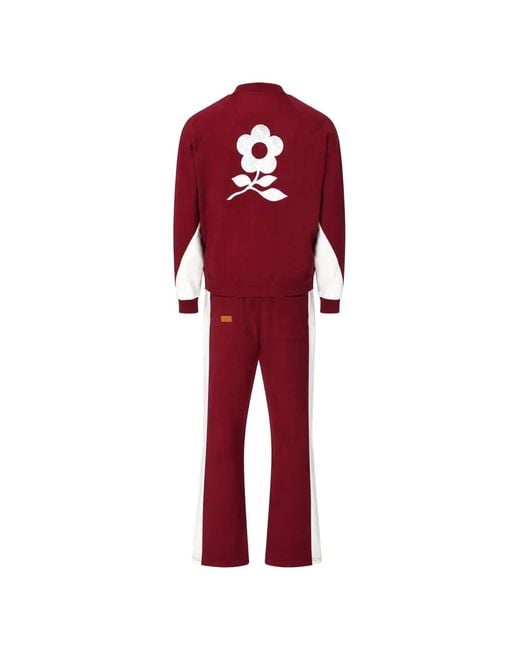 Maison hideout Red Logo-Patch Panelled Tracksuit for men