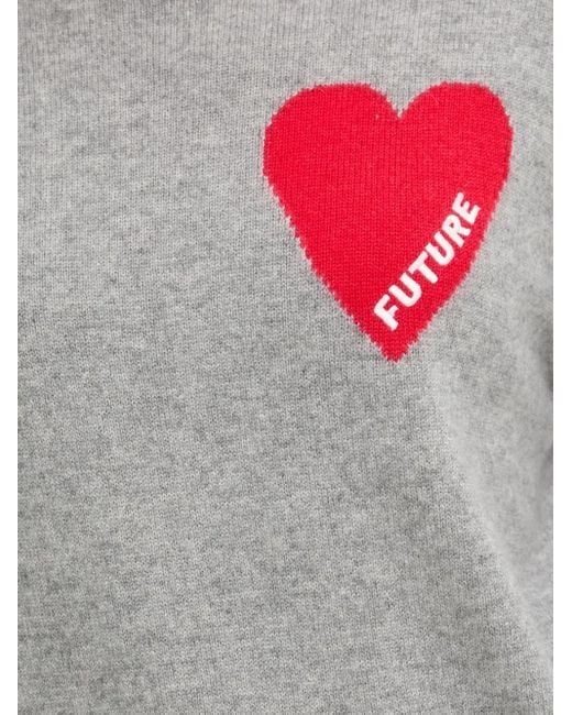 From Future Gray Heart-Motif Sweater