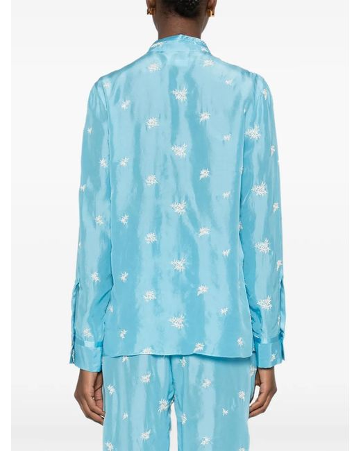 Forte_forte Blue Floral Chest-Pocket Shirt