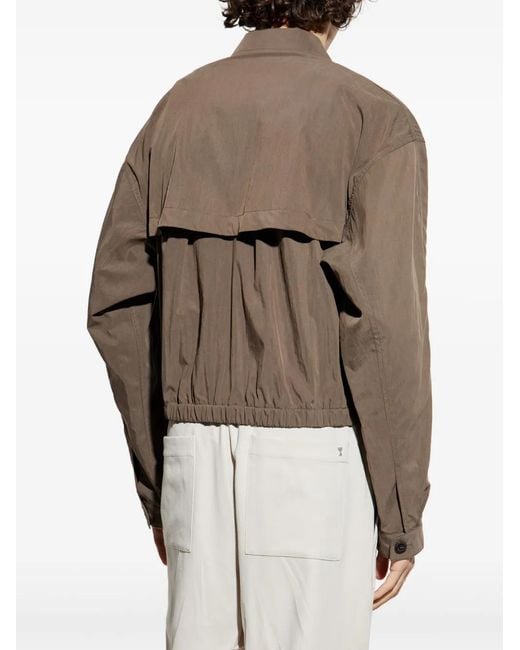 Lemaire Brown Zip-Up Bomber Jacket for men