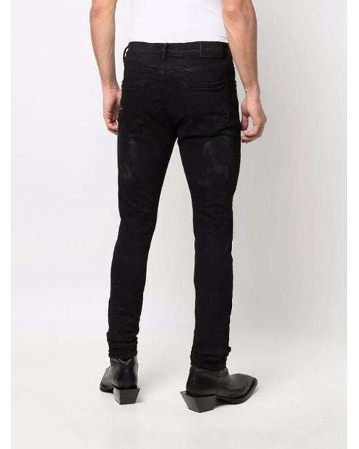 Purple Brand Black Low-Rise Ripped Skinny Jeans for men