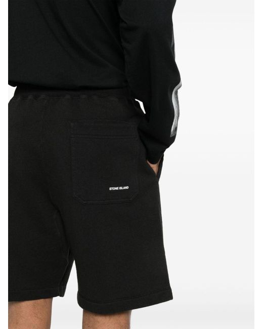 Pantalones cortos de chándal con logo Stone Island de hombre de color Black