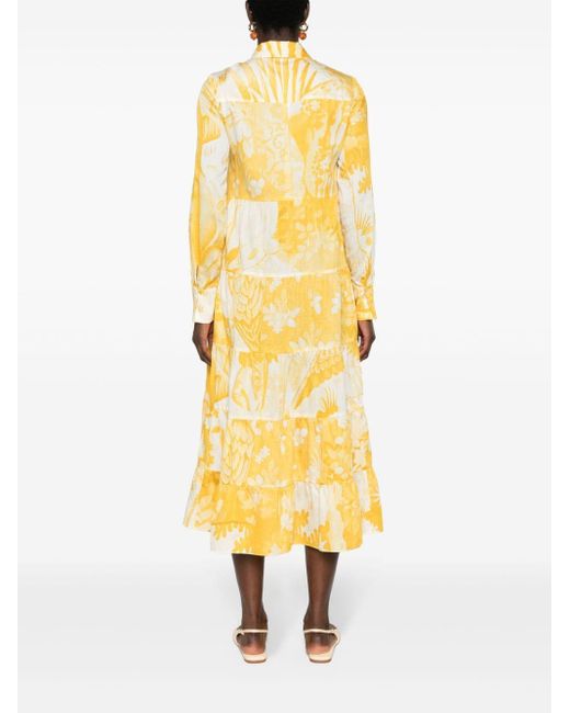 Vestido camisero con estampado floral Erdem de color Yellow