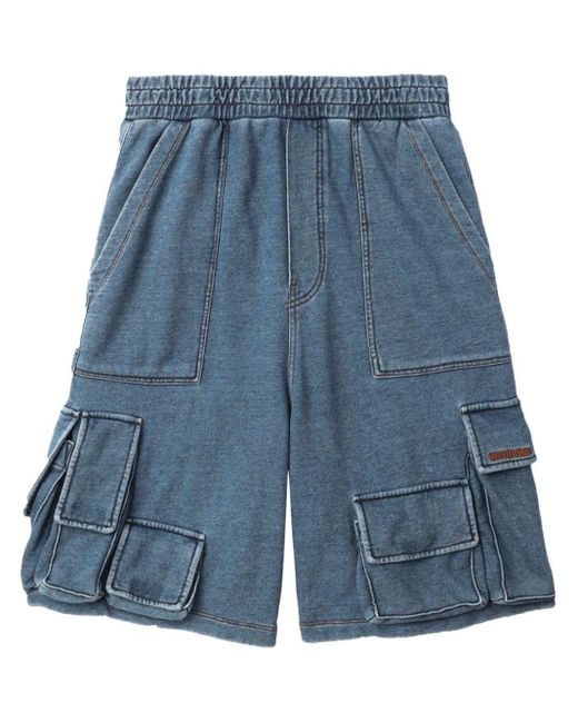 we11done Blue Cargo Denim Shorts
