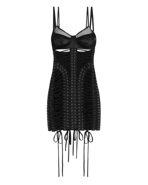 Dolce & Gabbana Women's Black Lace-Up Satin Mini Dress