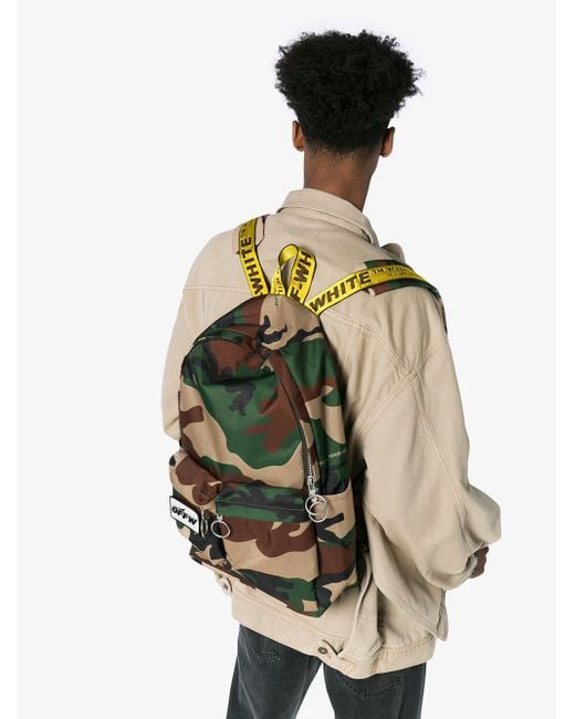 Off-White c/o Virgil Abloh Green Camouflage Industrial Strap Backpack for  Men | Lyst