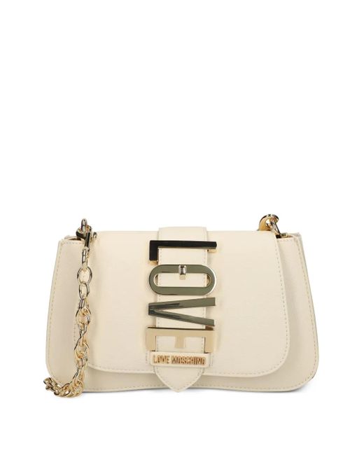 Borsa A Tracolla Con Logo di Love Moschino in Natural