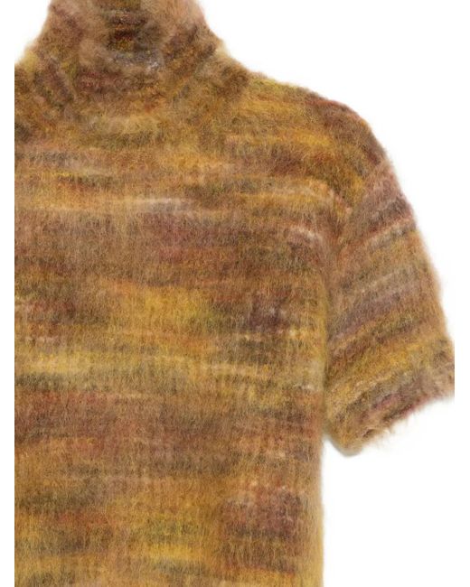 Roberto Collina Brown Knitted Short-Sleeve Top