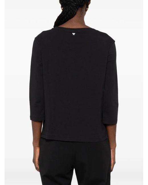 Weekend by Maxmara Black Multia Boat-Neck Three-Quarter-Sleeve T-Shirt