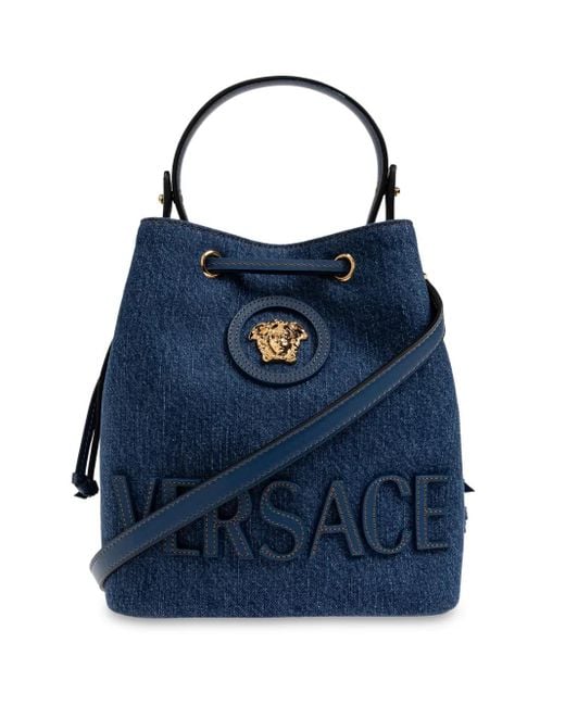 Versace ラ メドゥーサ デニムバケットバッグ Blue