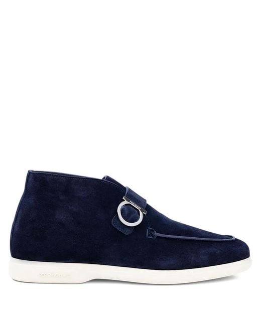 Ferragamo Blue Desert Boots En Daim for men