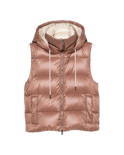 Chaleco Acolchado Con Capucha Peserico de color Pink