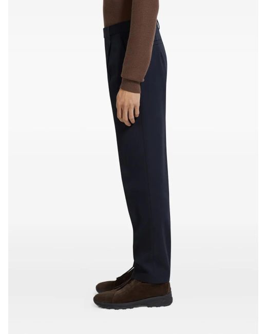 Zegna Blue Pleated Tailored Trousers for men