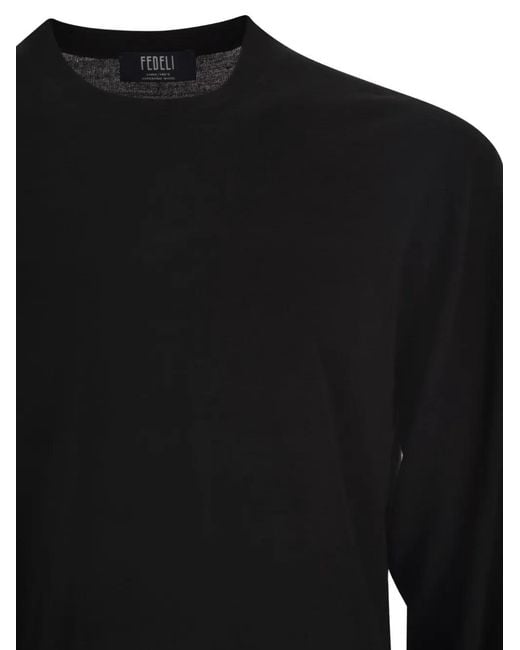 Fedeli Black Argentina Crew-Neck Sweater for men