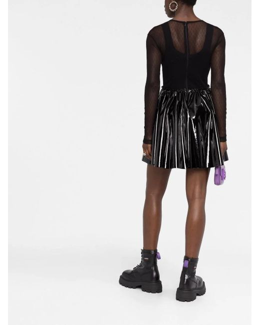 RED Valentino Black High-Shine Panel Detail Dress