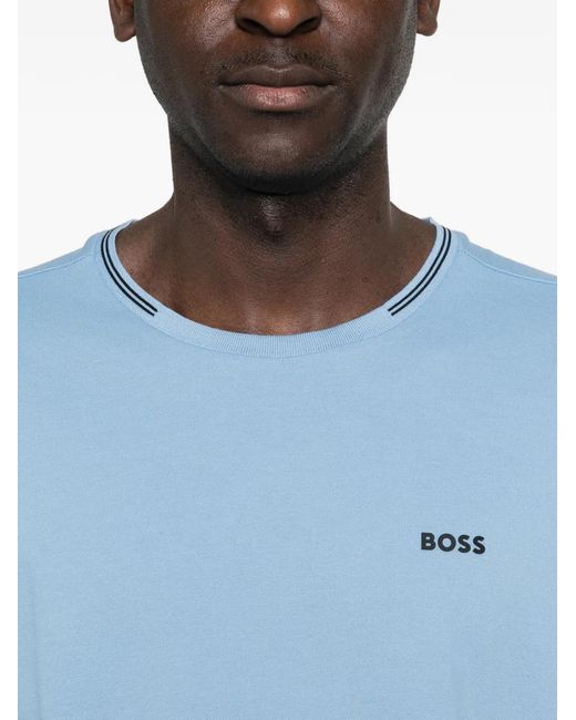 Boss Blue Striped-Trim T-Shirt for men