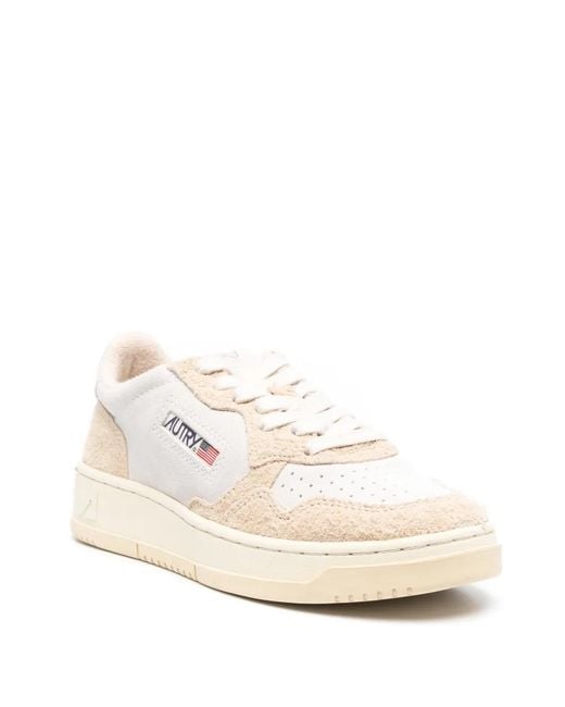 Autry Natural Perforated Suede Low-Top Sneakers