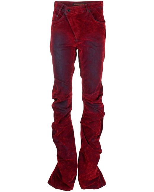 OTTOLINGER Red High-waisted Draped Velvet Jeans