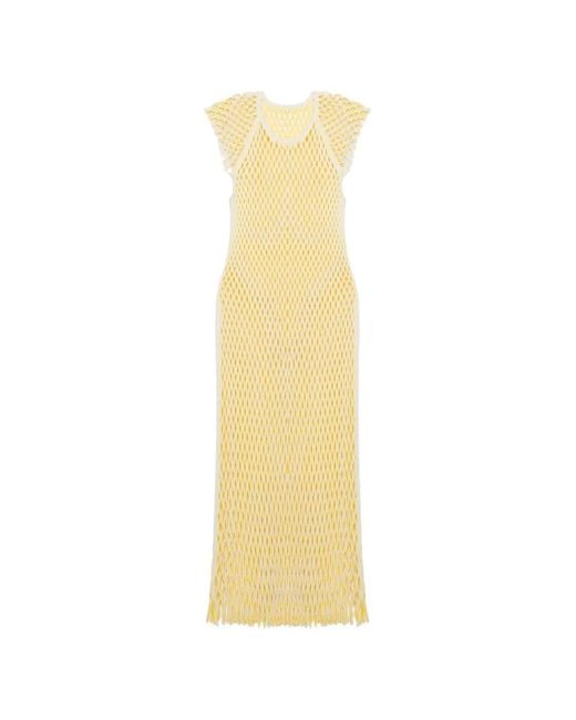 Jonathan Simkhai Metallic Faylen Open-Knit Fringed Midi Dress