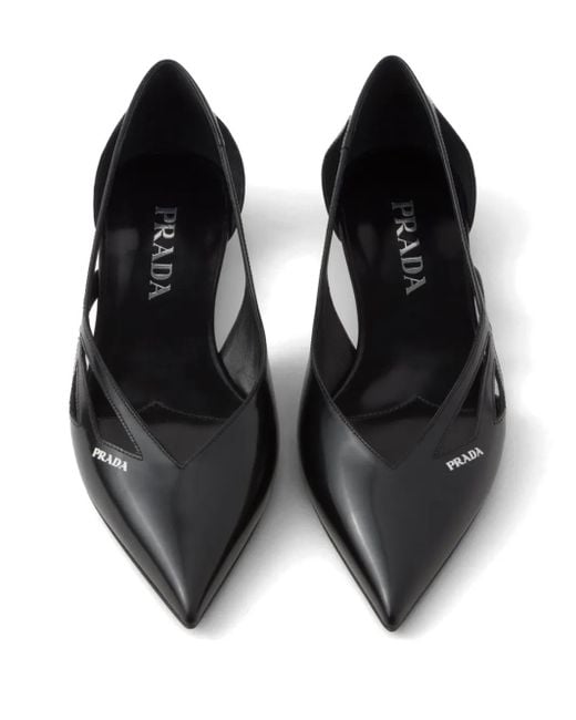 Prada Black Leather Cut-Out Ballerinas