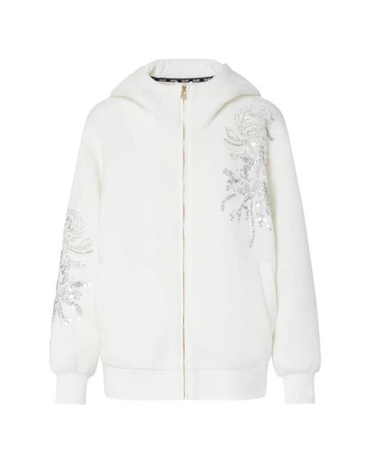 Liu Jo White Oversized Jacket With Jewel Embroidery