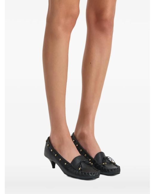 Khaite Black Round Toe Leather Pumps