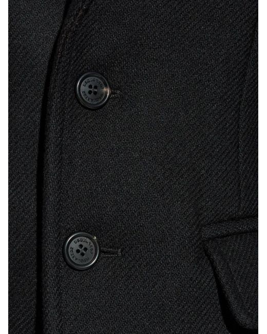 Chaqueta de mezcla de lana con dos botones DSquared² de color Black