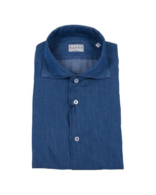 Xacus Blue Button-Fastening Shirt for men