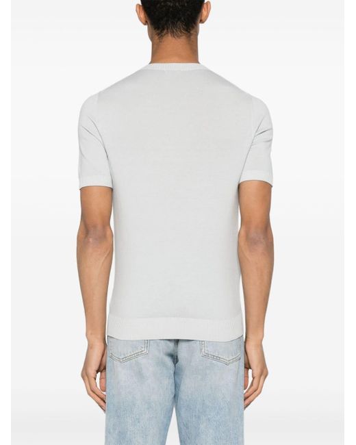 Malo White Short-sleeved Cotton Jumper for men