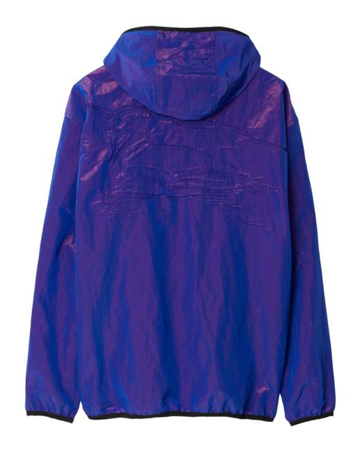 Burberry Blue Purple Ekd-embroidered Hooded Jacket for men