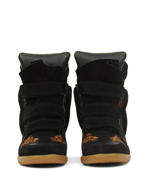 Isabel Marant Bekett Sneakers Met Luipaardprint En Sleehak in het Black
