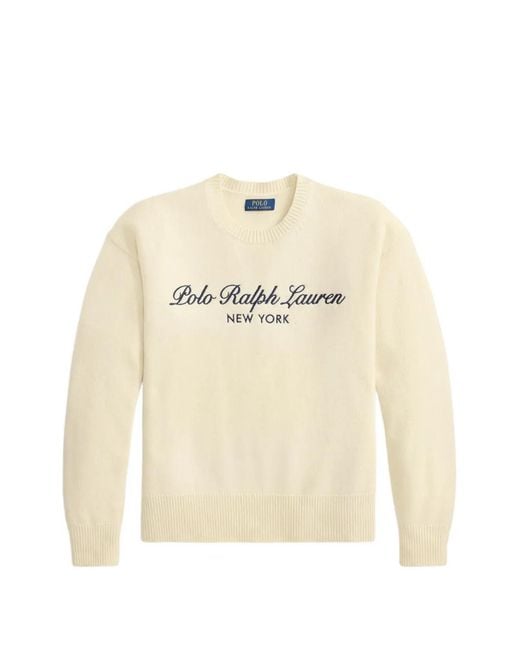 Polo Ralph Lauren Natural Logo-Embroidered Crew-Neck Sweater for men
