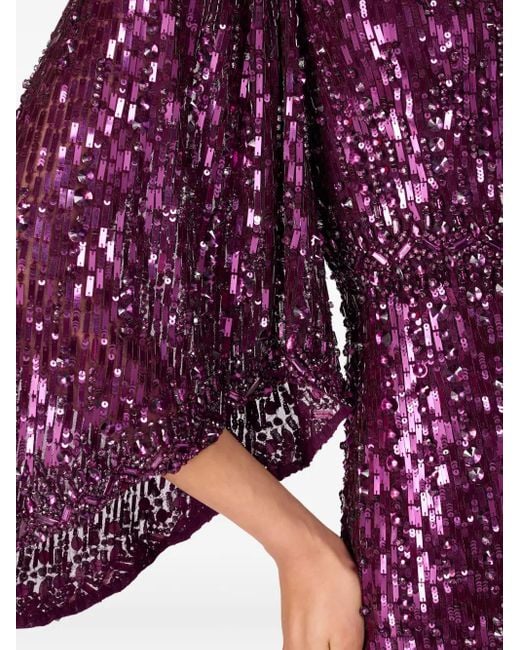 Jenny Packham Purple Ines Sequin-Embellished Maxi Dress