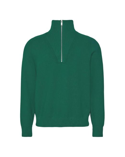 Calvin Klein Green Quarter-Zip Ribbed-Trim Sweater for men