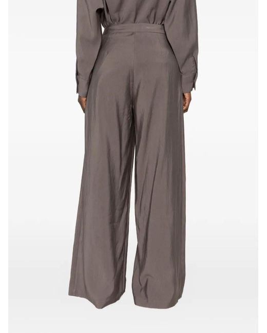 ELEH Gray Pleated Wide-Leg Trousers